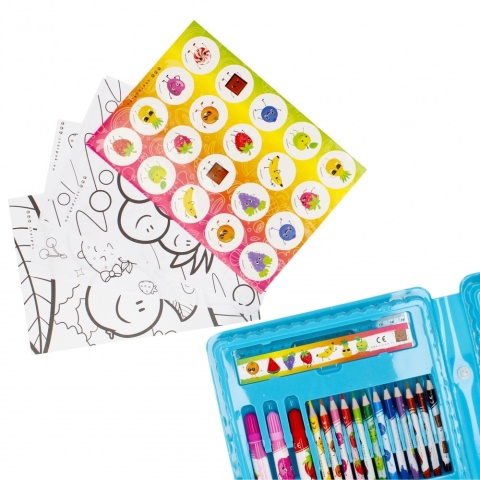 Zestaw artystyczny plastyczny kredki farby flamastry naklejki ZAPACHOWY 91e