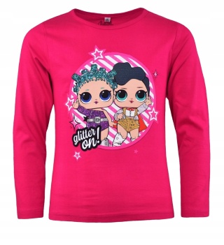 Bluzka t-shirt koszulka LOL SURPRISE długi rękaw różowa Glitter on! 134