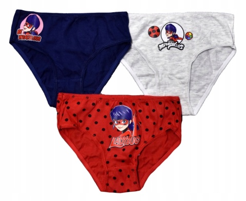 Majtki figi dziecięce BIEDRONKA I CZARNY KOT dziewczęce 3pak 104/110