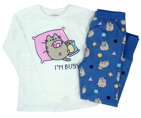 Piżama dziecięca PUSHEEN kot bawełniana długi rękaw dziewczęca 134/140