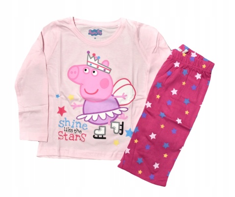 Piżama dziecięca ŚWINKA PEPPA piżamka bawełniana dziewczęca długi rękaw 110
