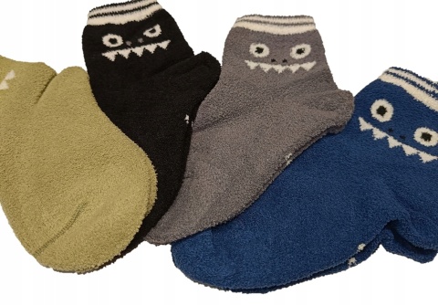 Skarpetki dziecięce zimowe ciepłe wełniane skarpety potworki 4 pary 31-34