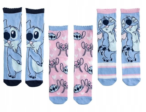 Skarpetki skarpety LILO I STITCH bawełniane Stich dziecięce 3-pak 35/38