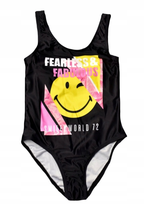 Strój kąpielowy dziecięcy jednoczęściowy SMILEY na basen dziewczęcy 122/128