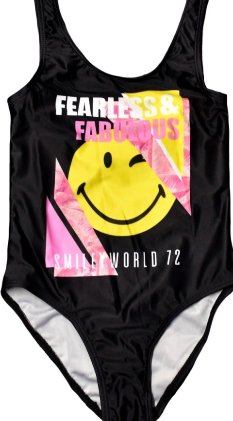 Strój kąpielowy dziecięcy jednoczęściowy SMILEY na basen dziewczęcy 122/128