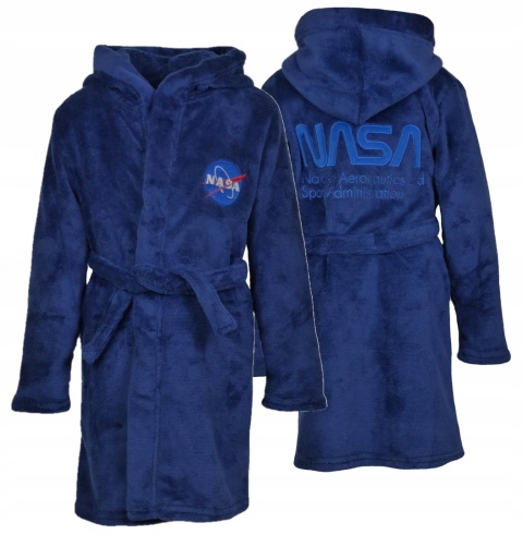 Szlafrok chłopięcy NASA kaptur ciepły dziecięcy idealny na prezent 128/134