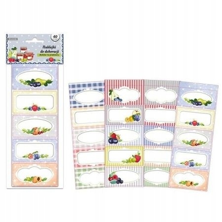 Naklejki nalepki do dekoracji słoików na przetwory dżemy 40 szt