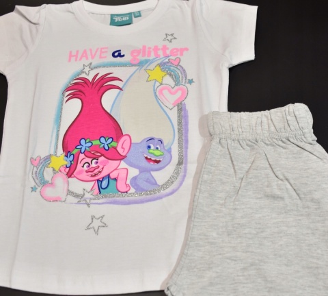 Piżama TROLLE dziecięca letnia bawełniana dziewczęca Brokat 104