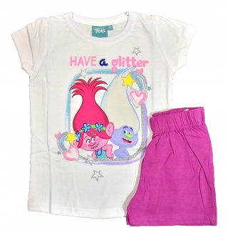 Piżama TROLLE dziecięca letnia bawełniana dziewczęca Brokat 110