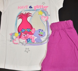 Piżama TROLLE dziecięca letnia bawełniana dziewczęca Brokat 110