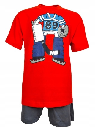Piżama dziecięca letnia chłopięca HOKEISTA bawełniana młodzieżowa 134/140