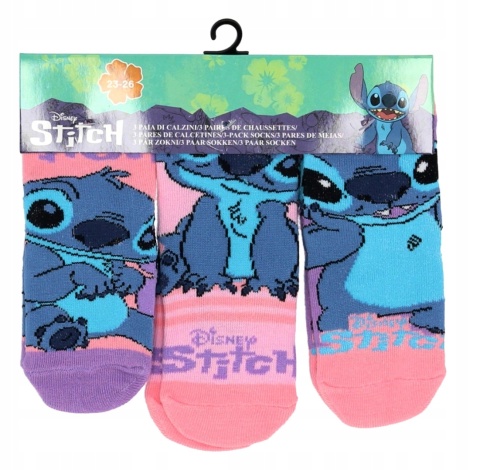 Skarpetki skarpety LILO I STITCH bawełniane Stich dziecięce 3-pak 23/26