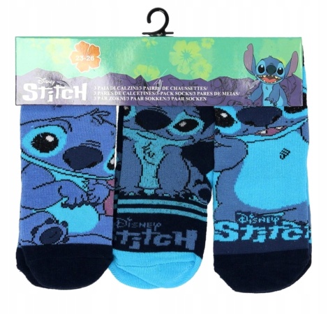 Skarpetki skarpety LILO I STITCH bawełniane Stich dziecięce 3-pak 23/26