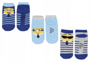 Skarpetki skarpety MINIONKI stopki dziecięce bawełniane 3-pak 27-30