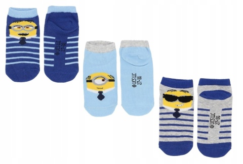 Skarpetki skarpety MINIONKI stopki dziecięce bawełniane 3-pak 27-30