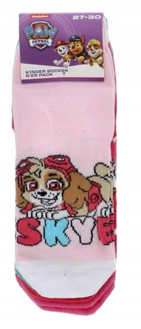 Skarpetki skarpety dziecięce PSI PATROL bawełniane dziewczęce 5-pak 27-30