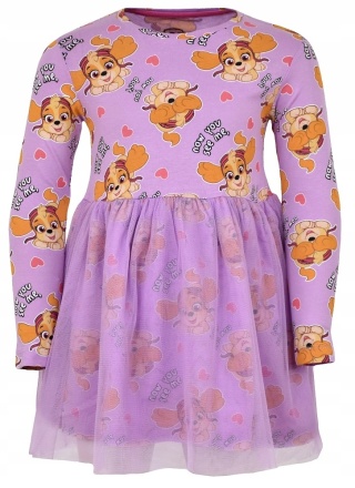 Sukienka dla dziewczynki PSI PATROL SKYE TIUL dziecięca bawełniana 122/128