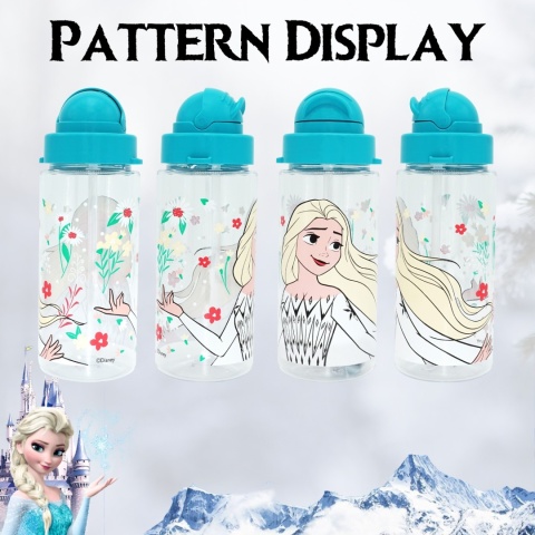 Bidon butelka na wodę ze słomką i paskiem Tritan Kraina Lodu Elza