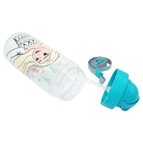 Bidon butelka na wodę ze słomką i paskiem Tritan Kraina Lodu Elza
