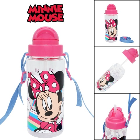 Bidon butelka na wodę ze słomką i paskiem Tritan Myszka Minnie 500ml