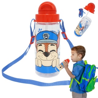 Bidon butelka na wodę ze słomką i paskiem Tritan Psi patrol Chase 500ml