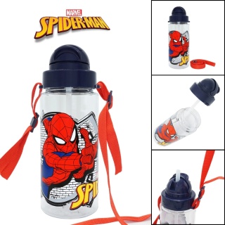 Bidon butelka na wodę ze słomką i paskiem Tritan Spiderman