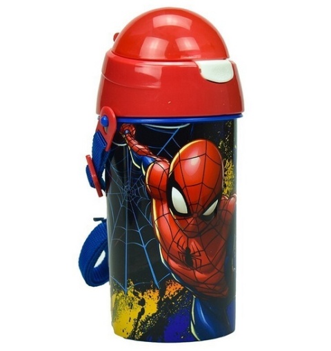 Bidon na wodę ze słomką z paskiem SPIDERMAN 500ML