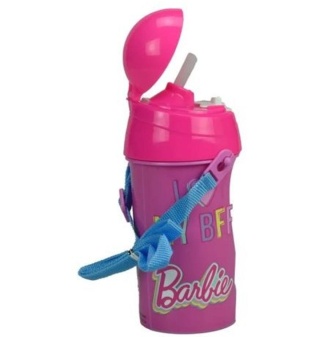 Bidon na wodę kubek ze słomką Barbie BFF z paskiem