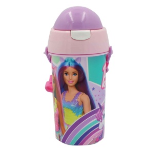 Bidon na wodę ze słomką Barbie z jednorożcem z paskiem 500 ml