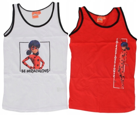 Koszulka t-shirt BIEDRONKA I CZARNY KOT podkoszulek dziecięcy 2-PAK 122/128