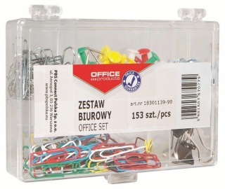 Pinezki spinacze 26 mm klipsy klipy etui organizer zestaw biurowy 153szt