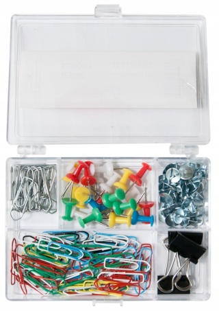 Pinezki spinacze 26 mm klipsy klipy etui organizer zestaw biurowy 153szt