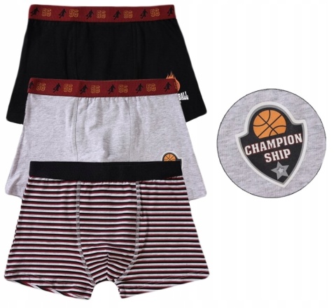 Bokserki chłopięce majtki BASKETBALL 3pak 122/128