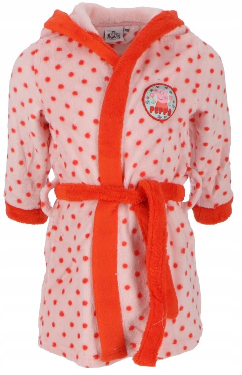 Szlafrok ŚWINKA PEPPA dziecięcy koral kaptur 98/104