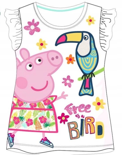 T-shirt ŚWINKA PEPPA PIG koszulka falbanka 128