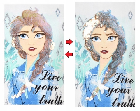 Bluzka t-shirt KRAINA LODU FROZEN cekiny 128