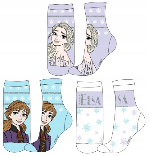 Skarpetki KRAINA LODU FROZEN skarpety dziecięce BROKAT 3-pak 31/34