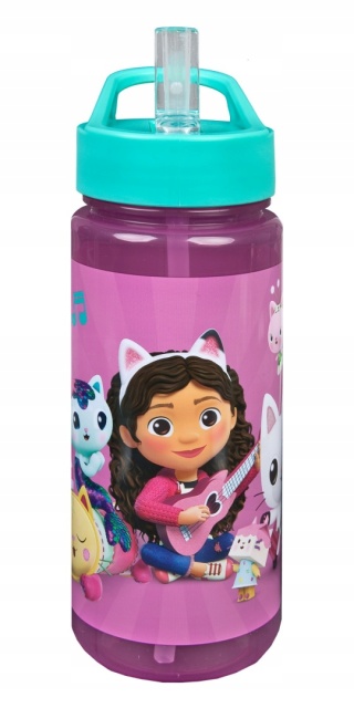 Bidon kubek ze słomką KOCI DOMEK GABI 500ml