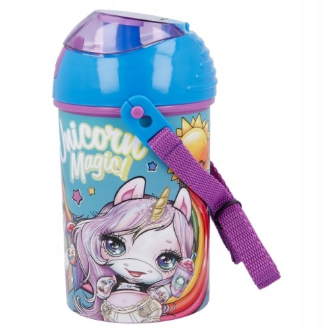 Bidon kubek ze słomką POOPSIE JEDNOROŻEC pasek 450