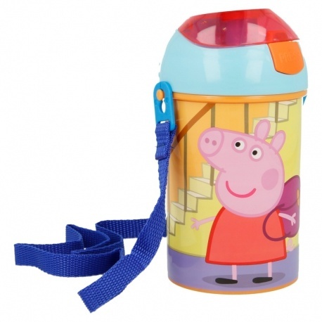 Bidon kubek ze słomką ŚWINKA PEPPA PIG pasek 450ml