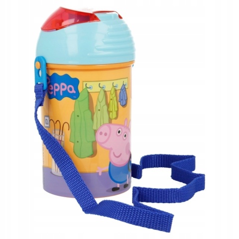 Bidon kubek ze słomką ŚWINKA PEPPA PIG pasek 450ml