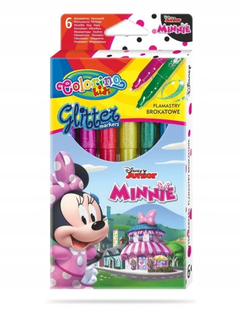 Flamastry mazaki pisaki brokatowe 6 kolorów PATIO Colorino MYSZKA MINNIE