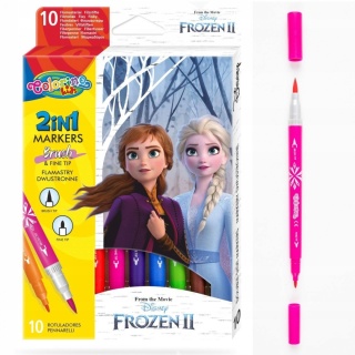Flamastry mazaki pisaki dwustronne 10 kolorów KRAIAN LODU FROZEN
