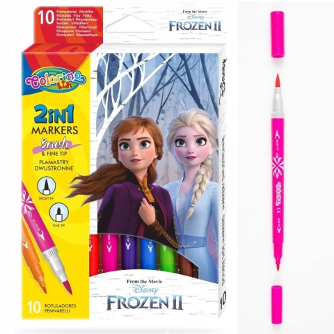 Flamastry mazaki pisaki dwustronne 10 kolorów KRAIAN LODU FROZEN