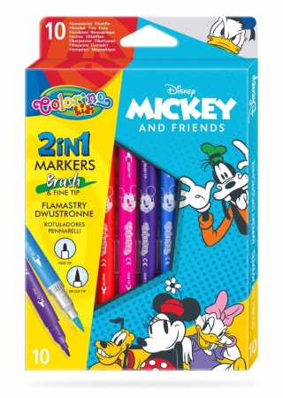 Flamastry mazaki pisaki dwustronne 10 kolorów MYSZKA MIKI MICKEY
