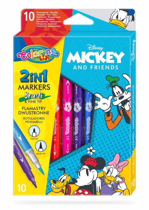 Flamastry mazaki pisaki dwustronne 10 kolorów MYSZKA MIKI MICKEY Flamastry mazaki pisaki dwustronne 10 kolorów MYSZKA MIKI MICKEY