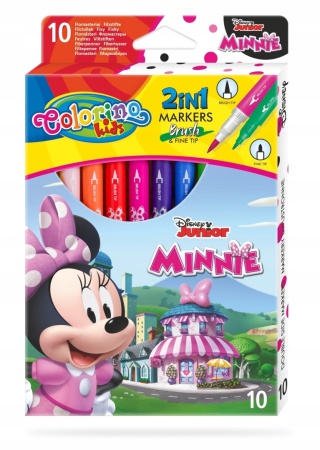 Flamastry mazaki pisaki dwustronne 10 kolorów MYSZKA MINNIE