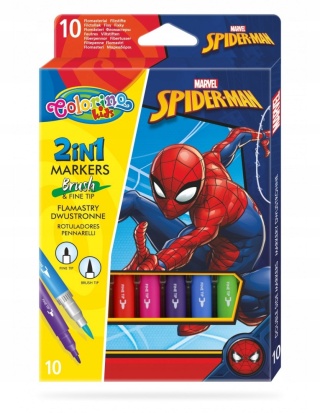 Flamastry mazaki pisaki dwustronne 10 kolorów SPIDERMAN
