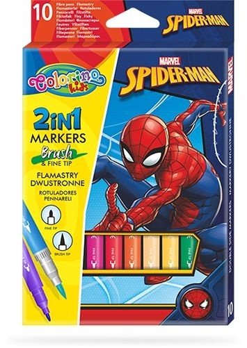 Flamastry mazaki pisaki dwustronne 10 kolorów SPIDERMAN