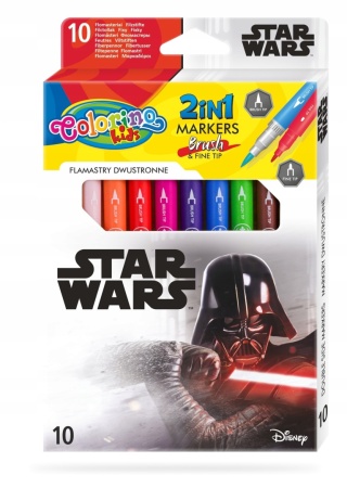Flamastry mazaki pisaki dwustronne 10 kolorów STAR WARS